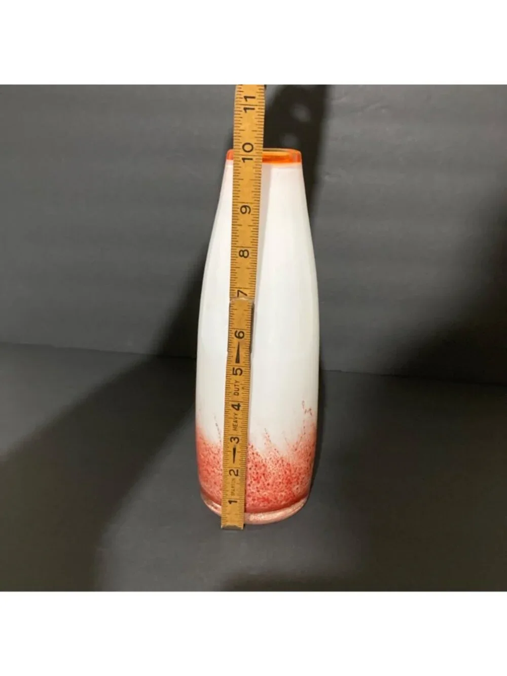 Handblown Glass Vase With Orange & White Gradient Design Tapered Shape 10